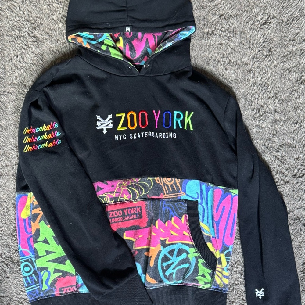 Zoo York / Unbreakable Collaberation Black Graphic Sweater with Neon Accents